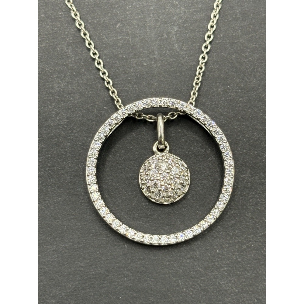 EUC Sterling Silver Cubic Zirconia 18" Pendant Necklace 925 G6